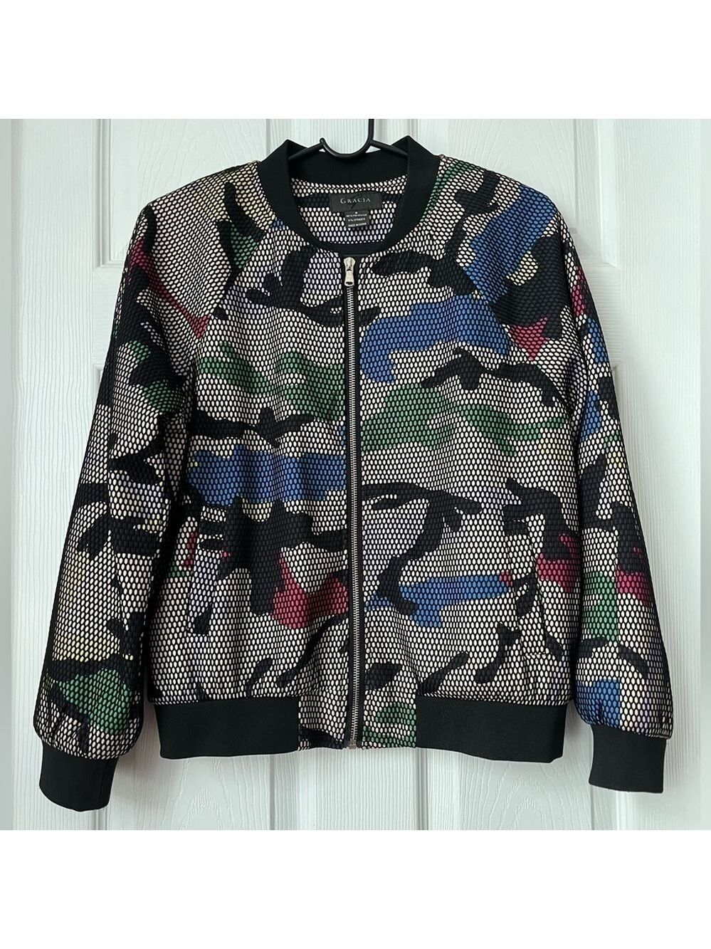 Garcia Camouflage Net Bomber Jacket Colorful Size Small